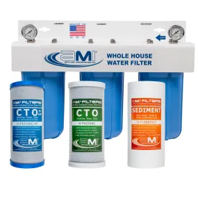 10" Big Blue 3 Stage | Whole House Water Filter System For Sediment, Chlorine & Chemical Reduction | Sediment   Carbon   Carbon