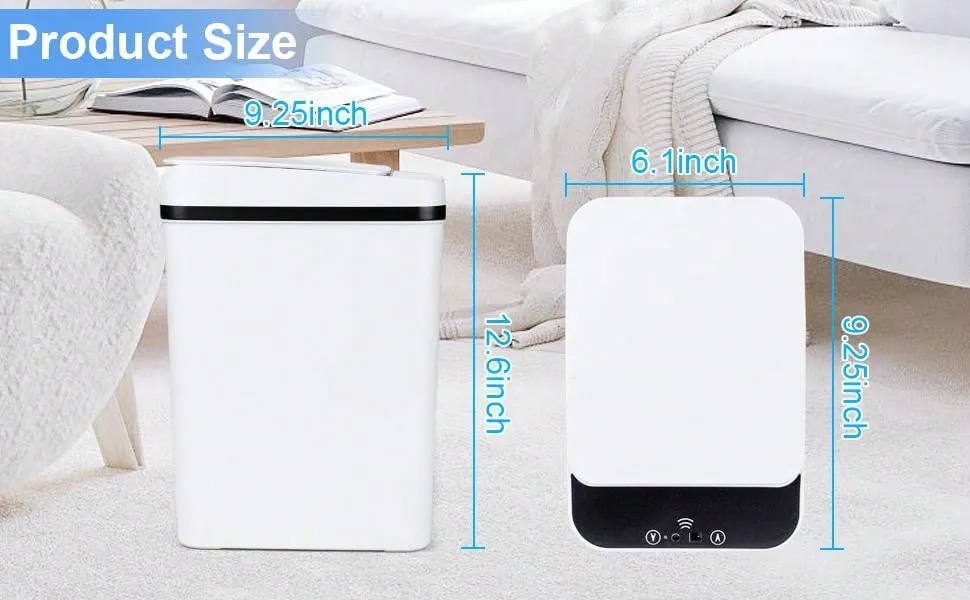 2 Pack 2.2 Gallon Bathroom Trash Cans With Lid Touchless Automatic Motion Sensor Small Slim Garbage Can, Smart Electric Narrow Waterproof Garbage Bin For Bedroom Office Kitchen
