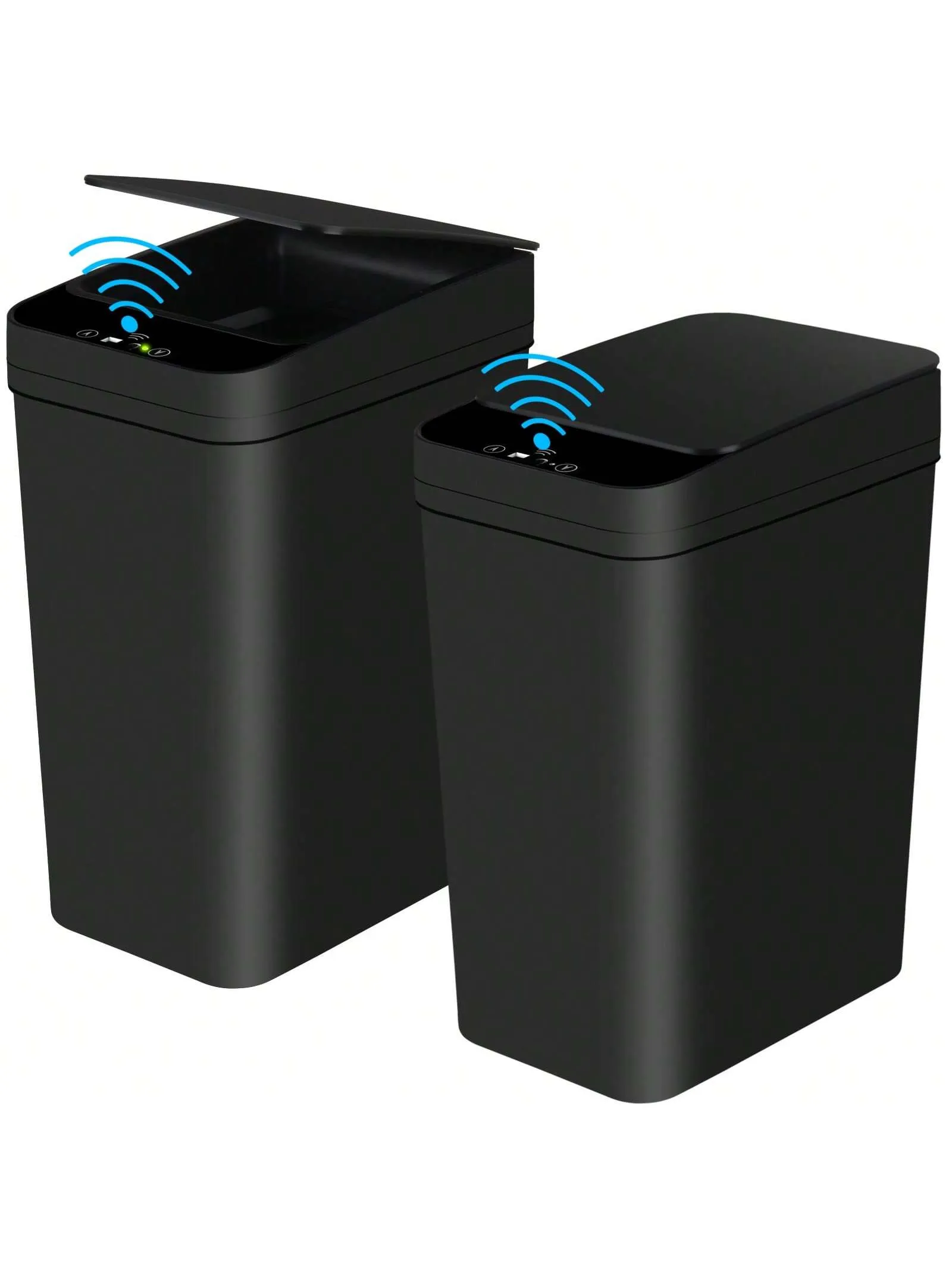 2 Pack 2.2 Gallon Bathroom Trash Cans With Lid Touchless Automatic Motion Sensor Small Slim Garbage Can, Smart Electric Narrow Waterproof Garbage Bin For Bedroom Office Kitchen