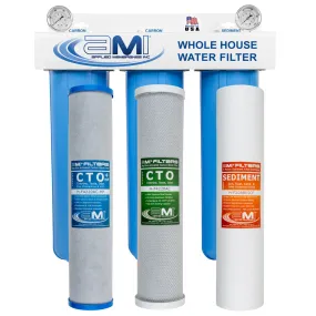 20" Big Blue 3 Stage | Whole House Water Filter System For Sediment, Chlorine & Chemical Reduction | Sediment   Carbon   Carbon