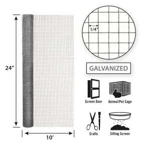 24in x 10ft Galvanized Hardware Cloth with 1/4in Openings
