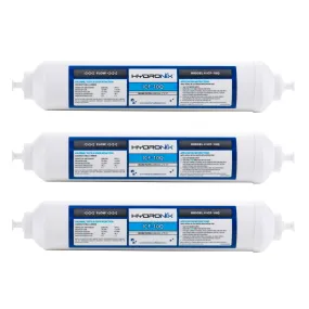 3 PACK Reverse Osmosis Post Fridge GAC Carbon Inline Water Filters 1/4" QC Ports