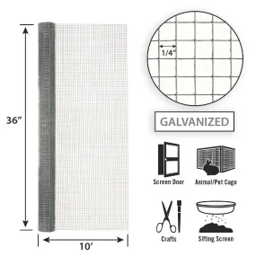 36in x 10ft Galvanized Hardware Cloth with 1/4in Openings