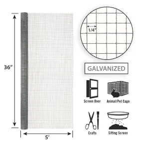 36in x 5ft Galvanized Hardware Cloth with 1/4in Openings