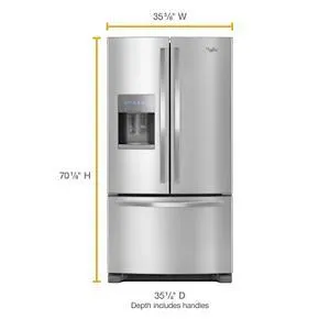 36" Wide French Door Refrigerator - 25 Cubic Feet - Fingerprint Resistant Stainless Steel