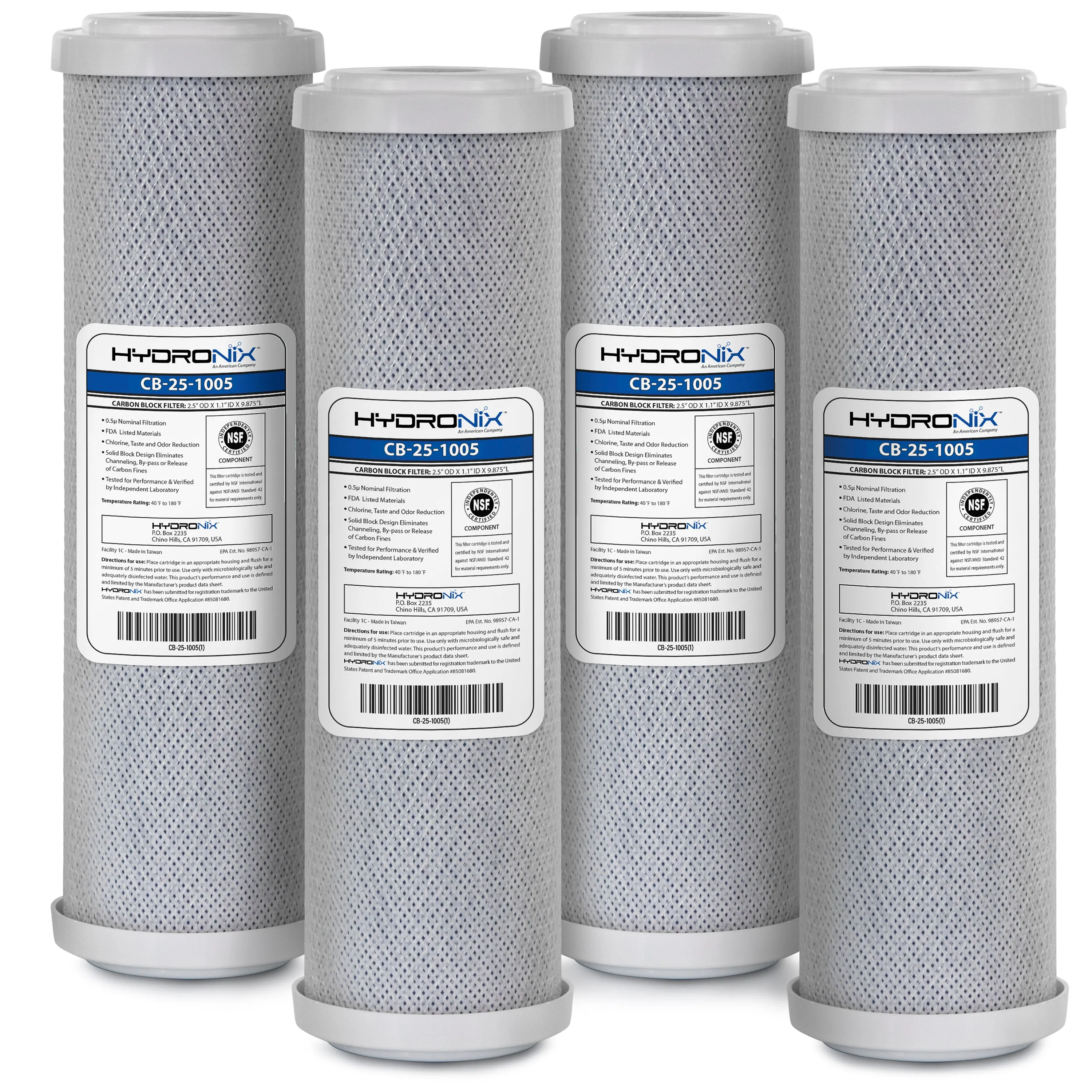 4 Pk Carbon Block Water Filter CTO Whole House RO DI Hydroponics 5 μm 10" x 2.5"
