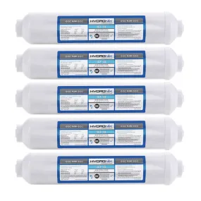 5 PK, Inline Post Reverse Osmosis Fridge Ice GAC Water Filter, 2000 Gal 1/4" NPT