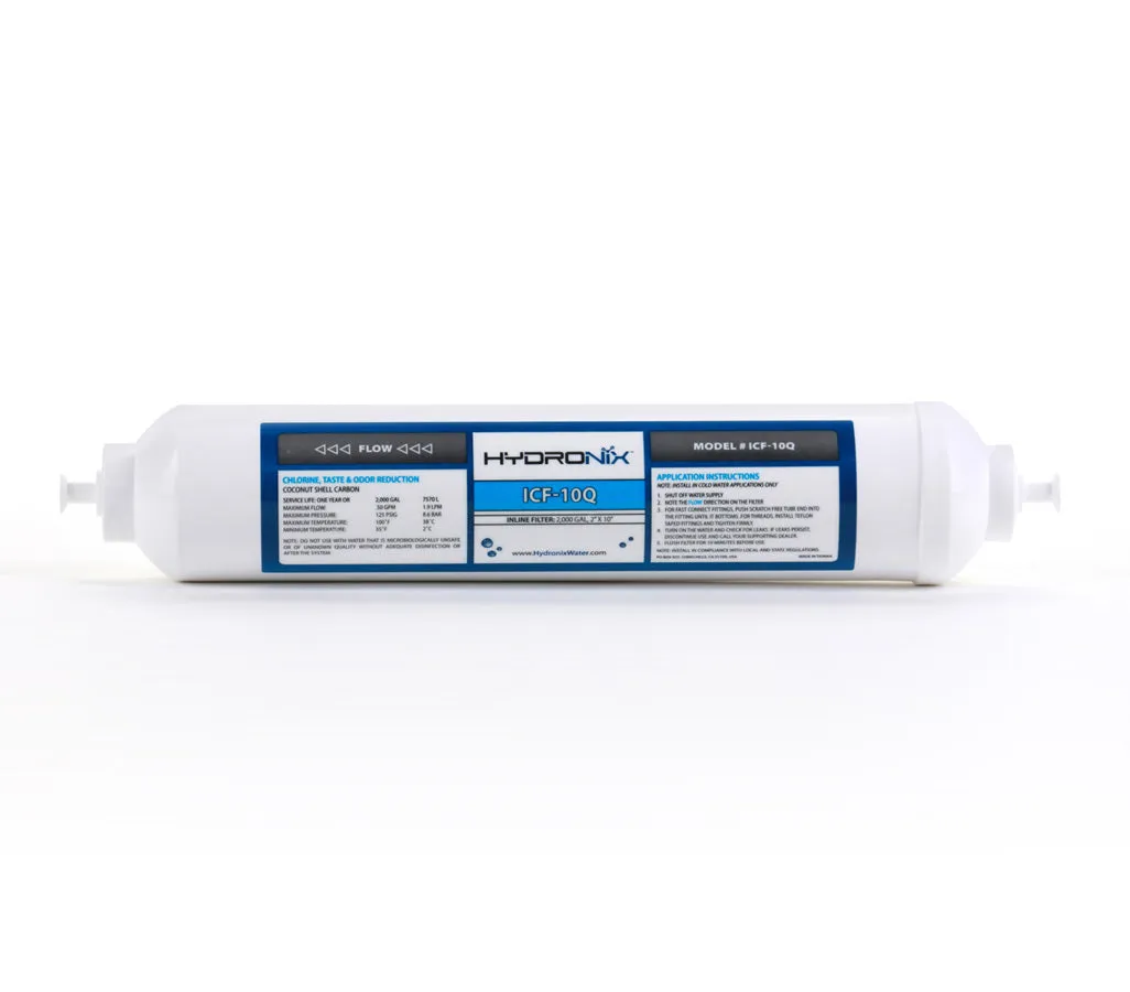 5 PK Inline RO Fridge Ice Coconut Shell GAC Water Filter, 2000 Gal 1/4" QC Ports