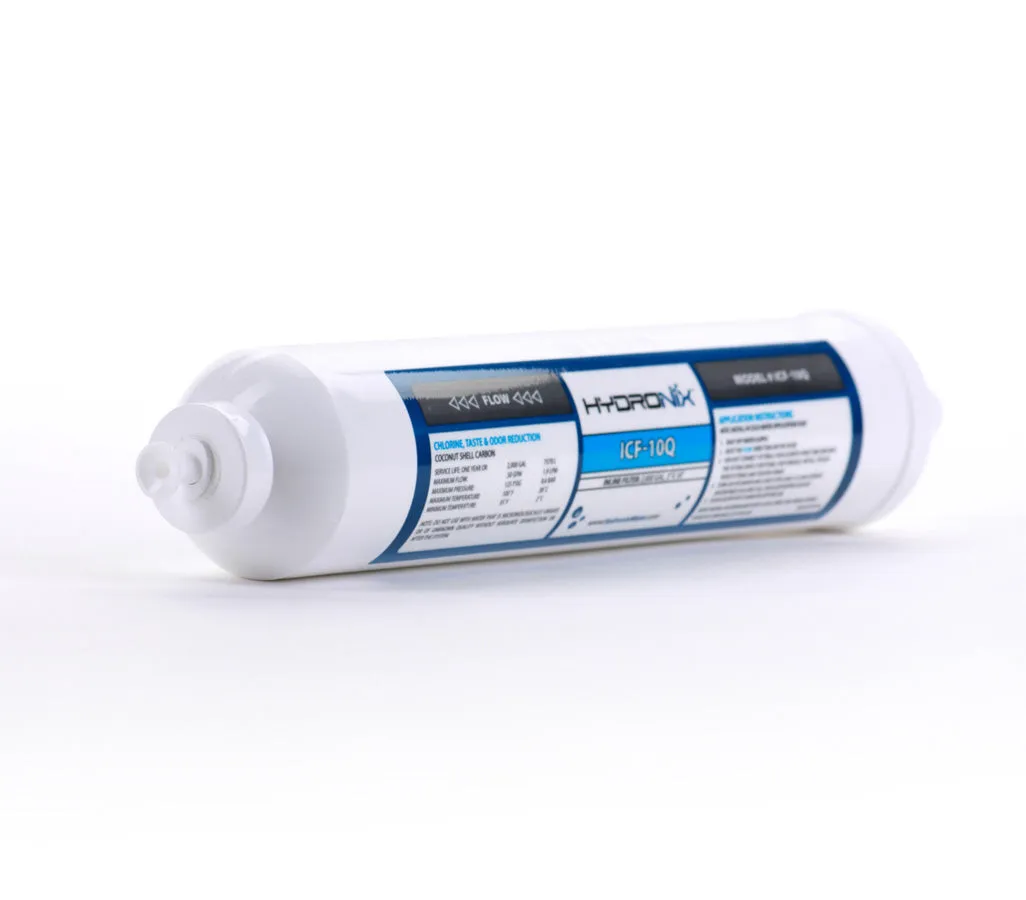 5 PK Inline RO Fridge Ice Coconut Shell GAC Water Filter, 2000 Gal 1/4" QC Ports