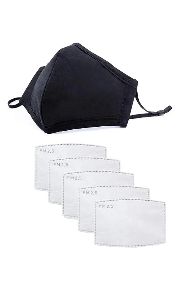 Adjustable Contour Cotton Black Face Mask