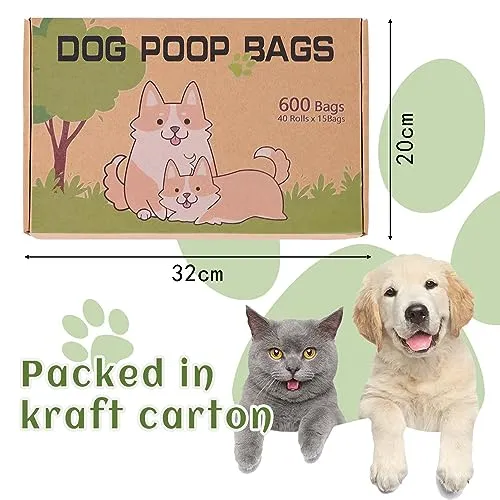 AiTodos® 300pcs Black Dog Poop Bags-12 * 8.5in, Poop Bags for Dogs Easy to Carry, Sturdy and Leak-Proof, Dog Poop Bags Rolls for Outdoor Walk and Travel, Poop Bags Kraft Carton Packaging for Storage