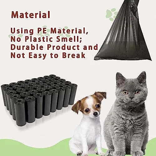 AiTodos® 300pcs Black Dog Poop Bags-12 * 8.5in, Poop Bags for Dogs Easy to Carry, Sturdy and Leak-Proof, Dog Poop Bags Rolls for Outdoor Walk and Travel, Poop Bags Kraft Carton Packaging for Storage
