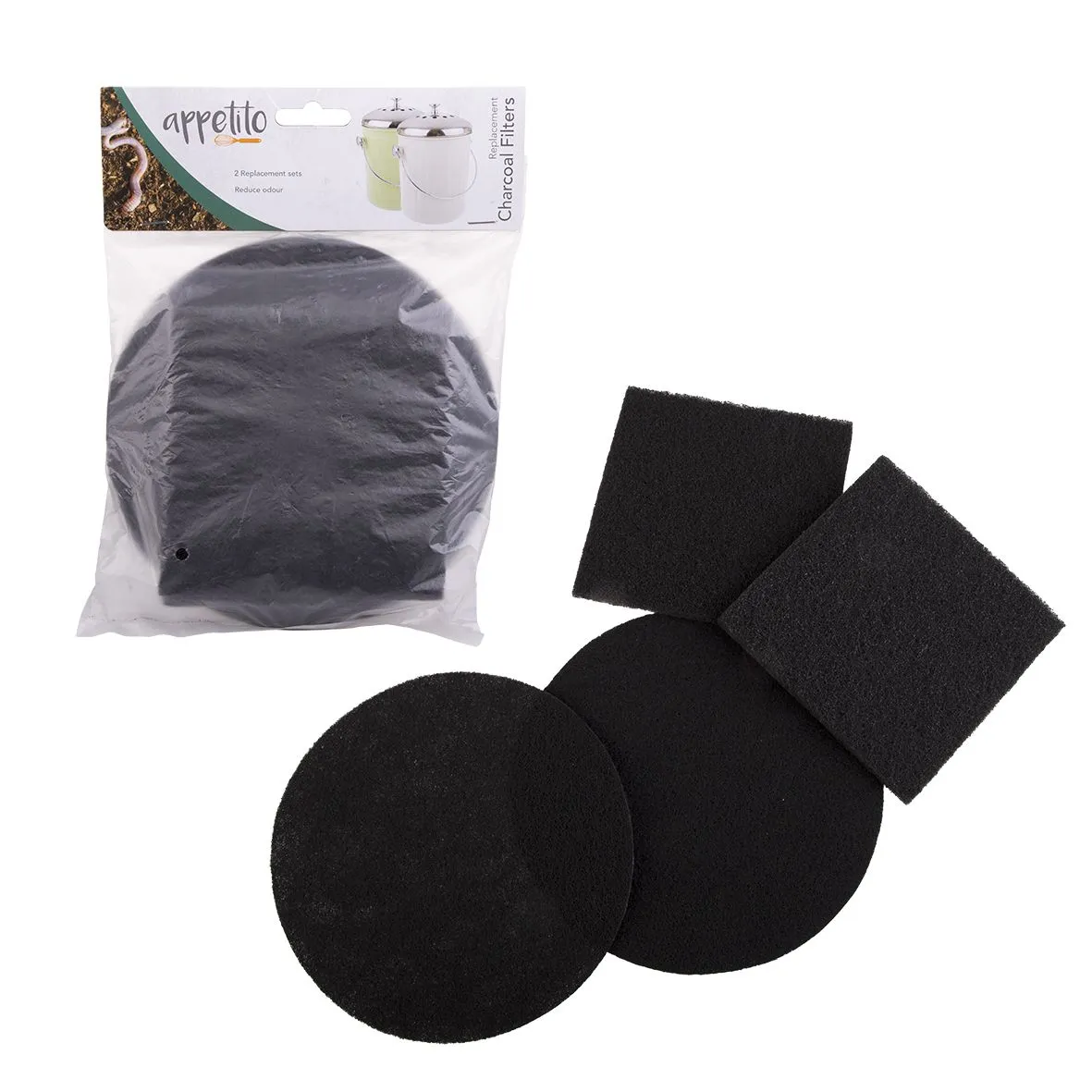 Appetito Charcoal Filter Replacements for Compost Bin - Pack of 2 Sets