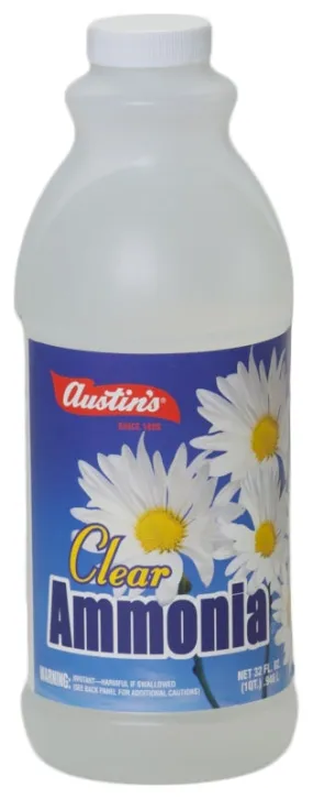Austin 50 Clear Ammonia, 32 oz Bottle, Liquid, Pungent Ammonia, Colorless :EA: QUANTITY: 12