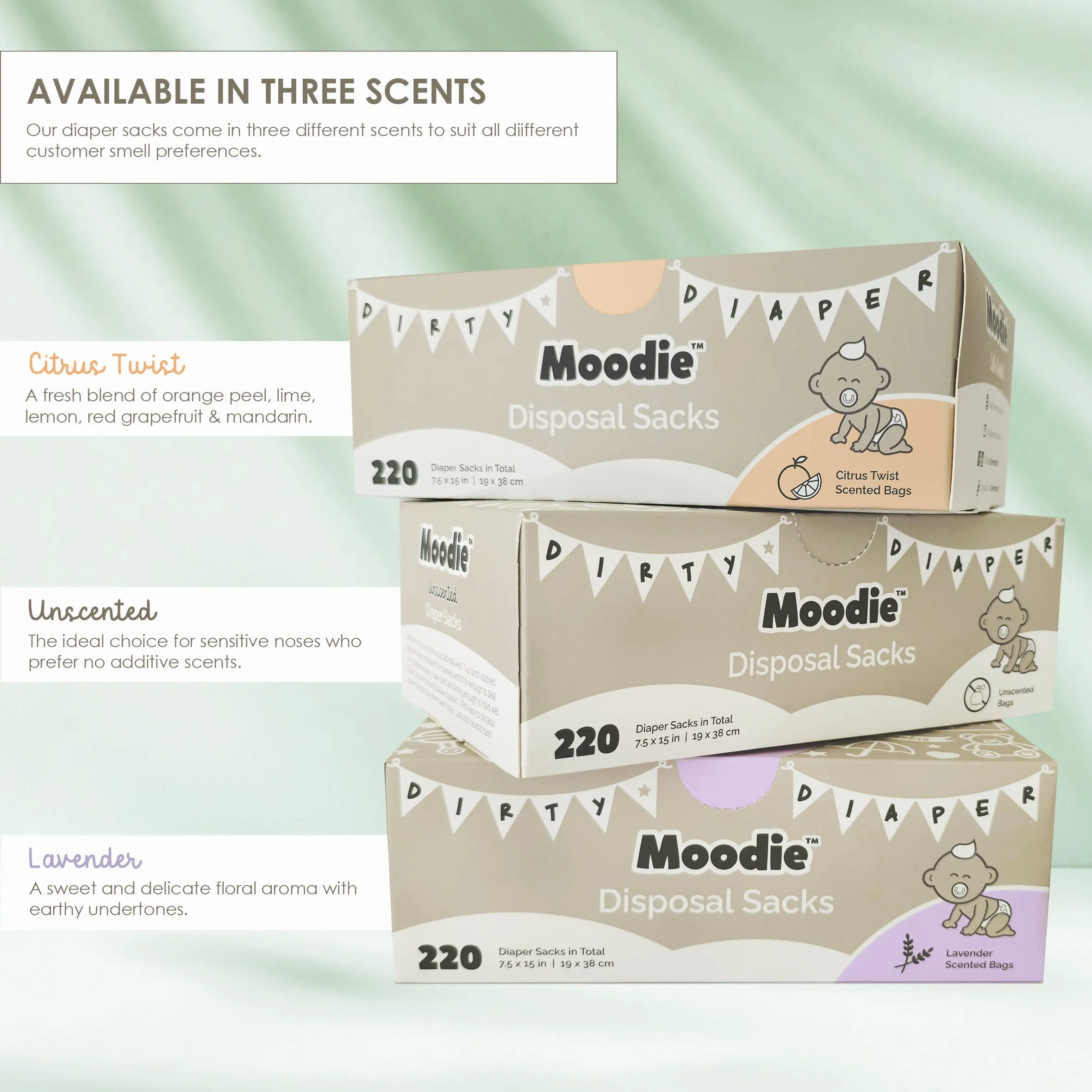 Baby Disposable Diaper Sacks |  LAVENDER Scented - 220 Pack