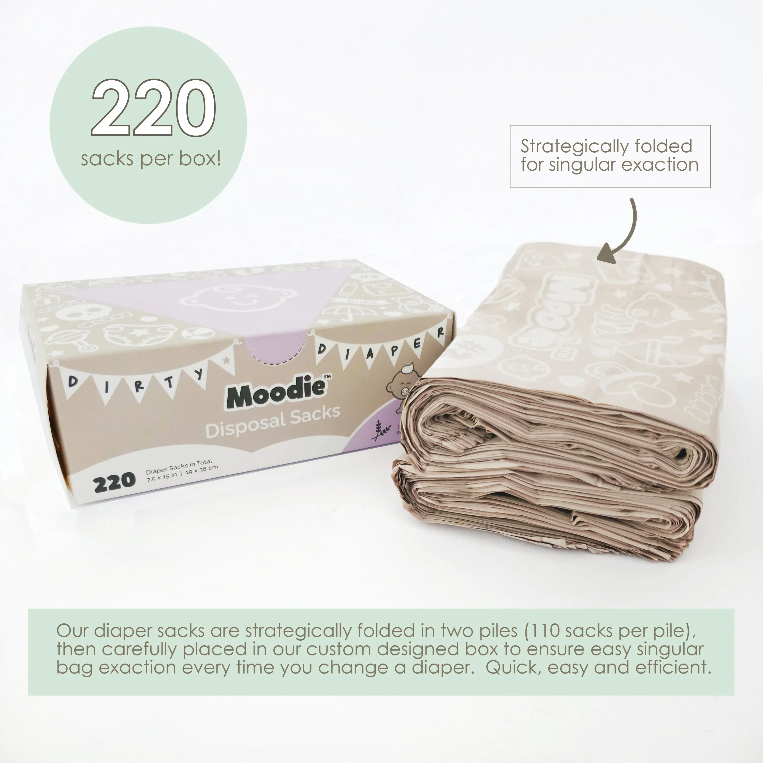 Baby Disposable Diaper Sacks |  LAVENDER Scented - 220 Pack