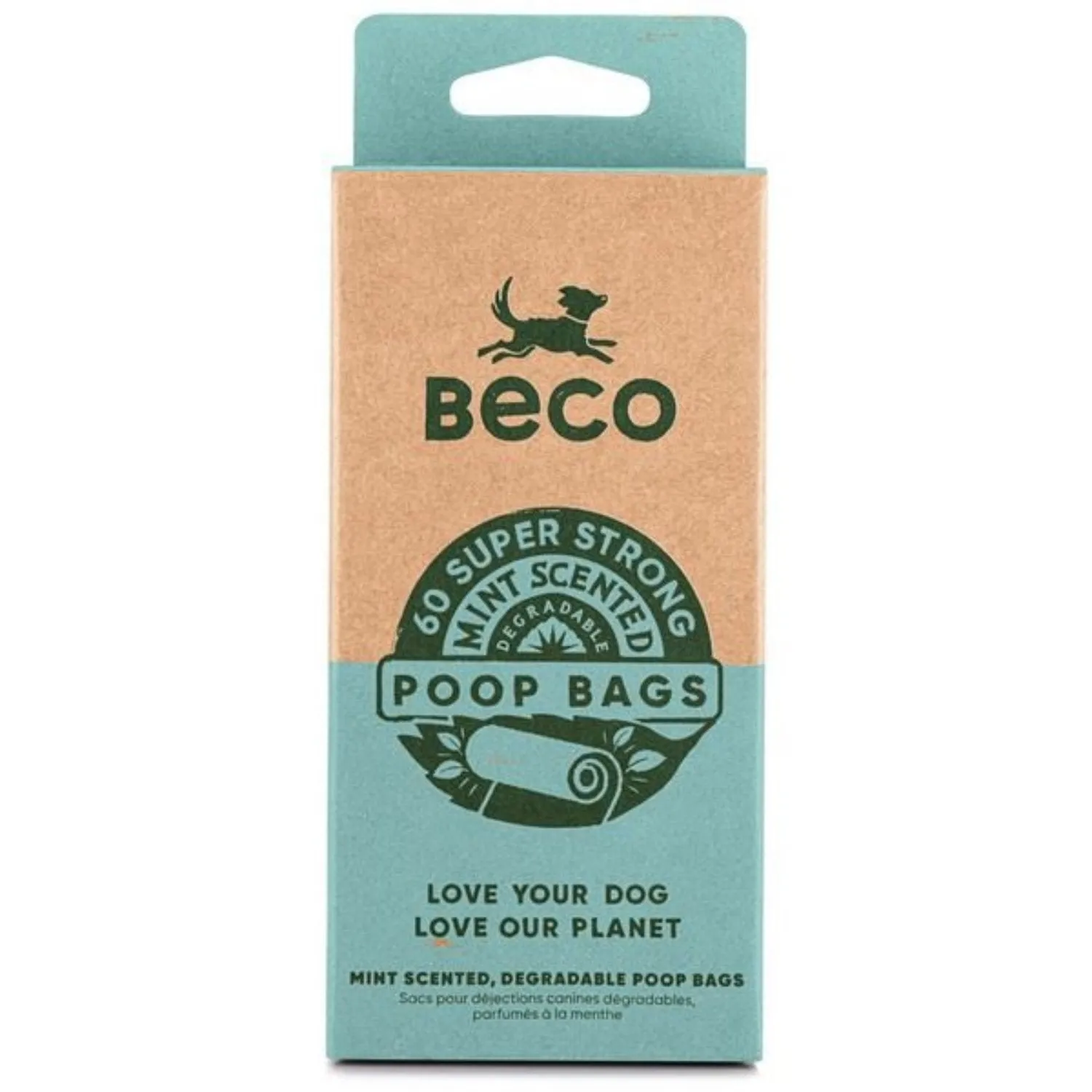 Beco Poop Bags, Mint Scented - 60 pack - Made From Recycled Materials