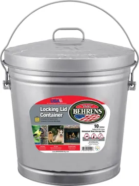 Behrens 6110 Locking Lid Can, 10 gal Capacity, Galvanized Steel, Silver :EA: QUANTITY: 1
