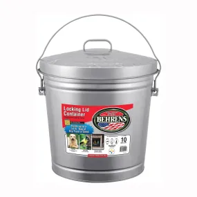 Behrens 6110 Locking Lid Can, 10 gal Capacity, Galvanized Steel, Silver