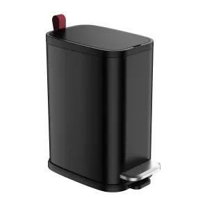 BETHEBEST Black Bathroom Trash Can with Soft Close Lid,Foot Pedal Garbage Can with Removable Inner Bucket, Stainless Steel Trash Can for Bathroom,Bedroom,Office,5 Liter/1.3 Gallon(Matte Black)