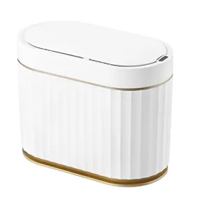 Black Bathroom Trash Can with Lid - ELPEHCO 2 Gallon Sensor Trash Bin, Automatic Narrow Garbage Can, Waterproof Smart Trash Can, Slim Motion Sensor Waste Bins for Bathroom, Living Room, Office