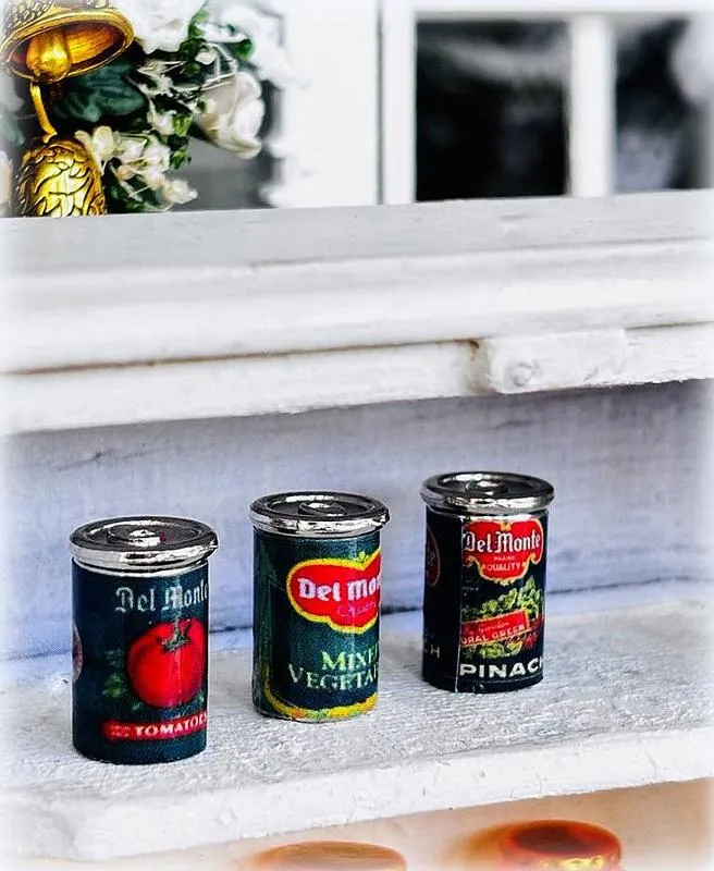 Cans of Vegetables x 3 - Miniature