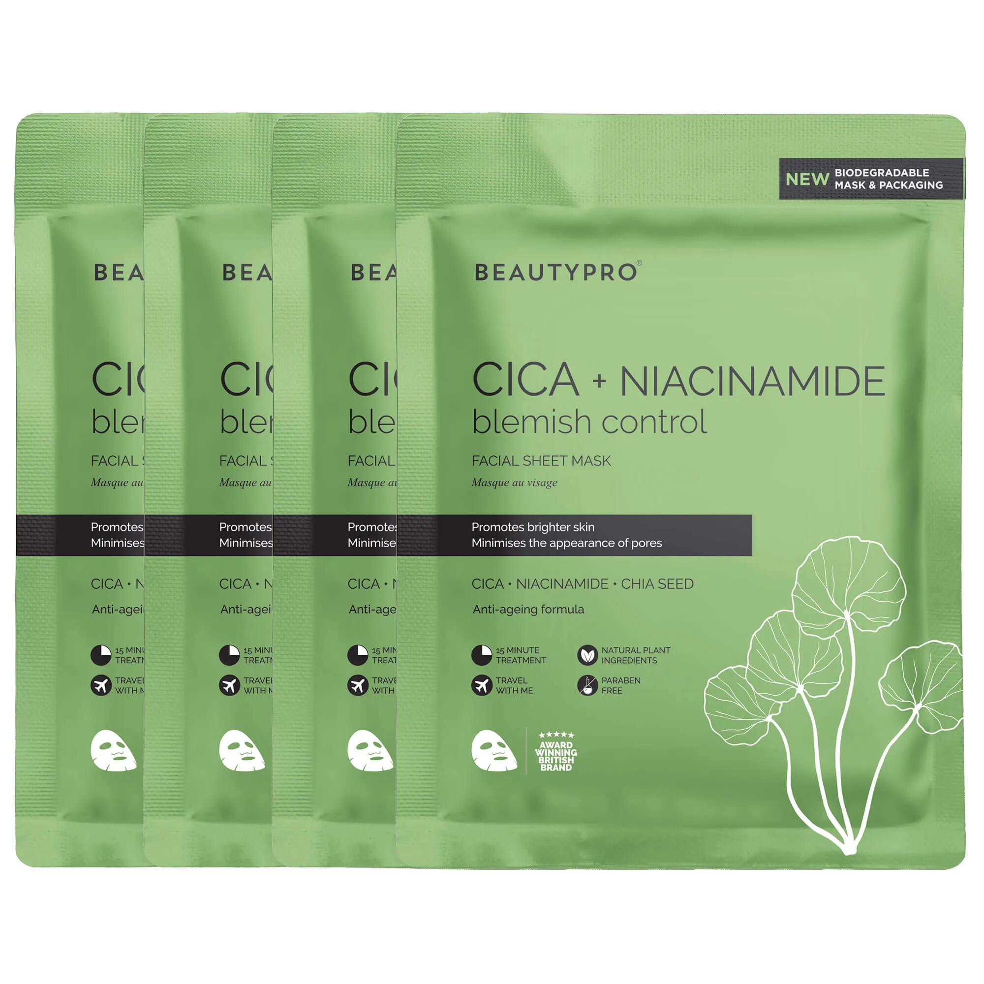 CICA   NIACINAMIDE Facial Sheet Mask - 100% Biodegradable