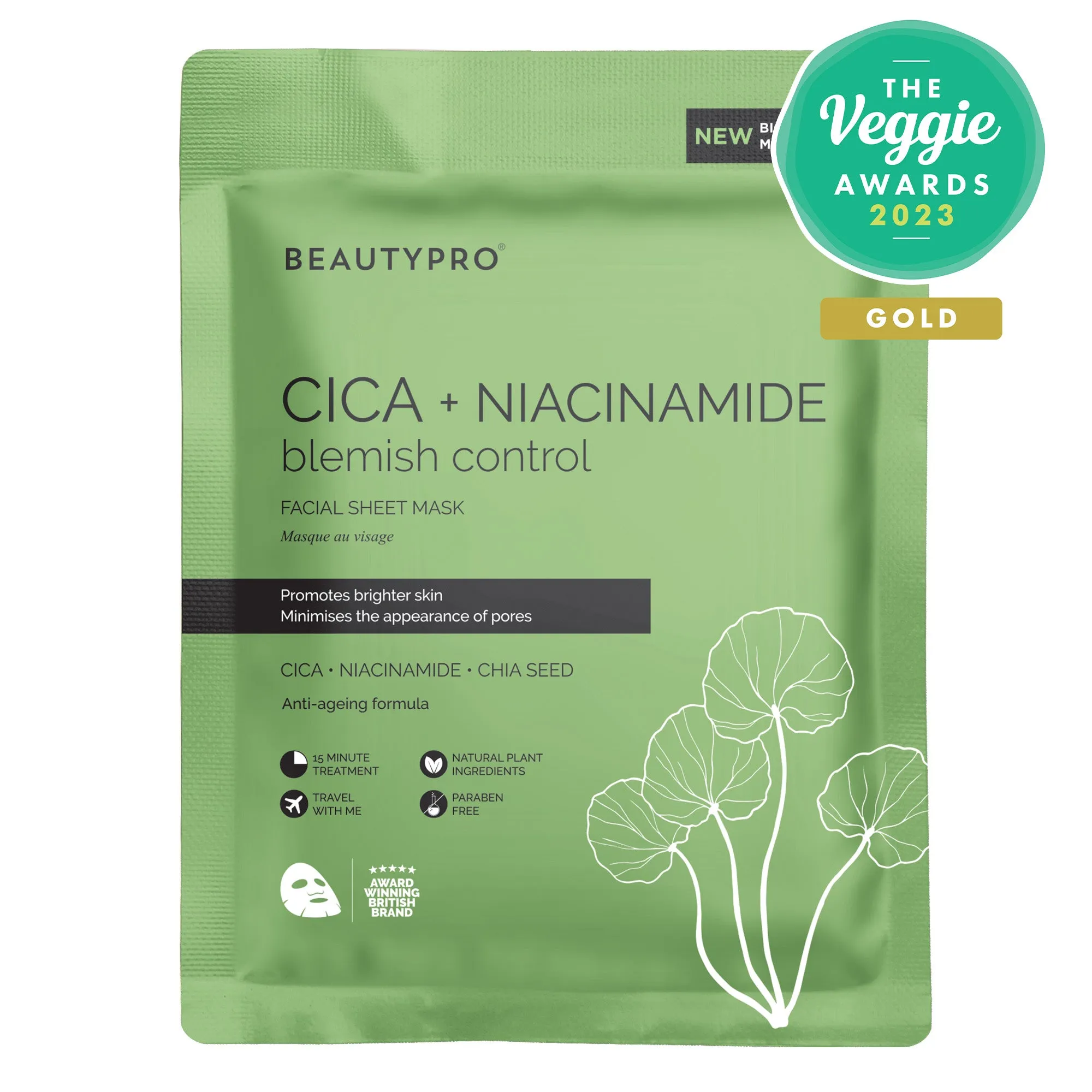 CICA   NIACINAMIDE Facial Sheet Mask - 100% Biodegradable