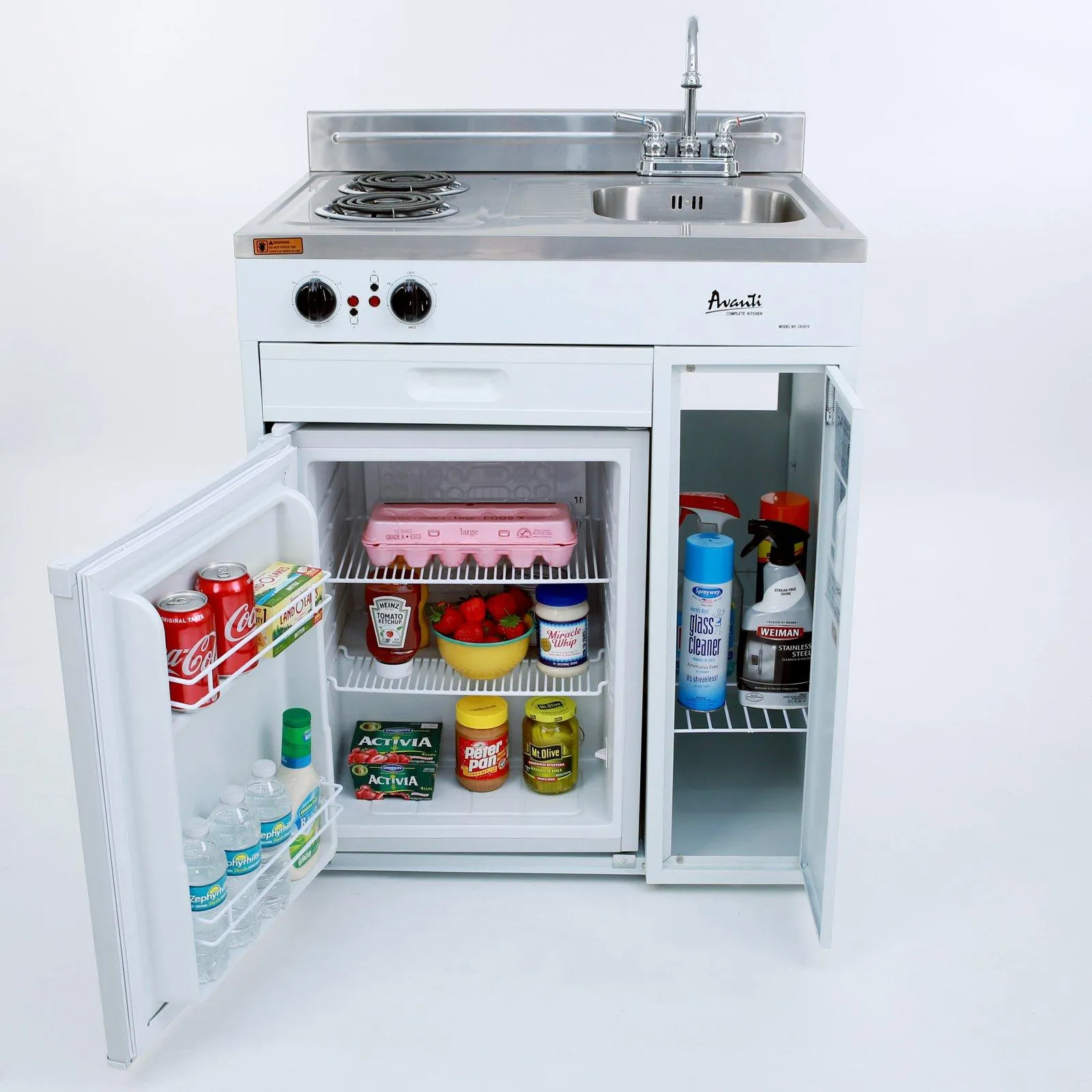 CK3016 Avanti 30" Compact Miniature Kitchen - White / 2.2 cu. ft.