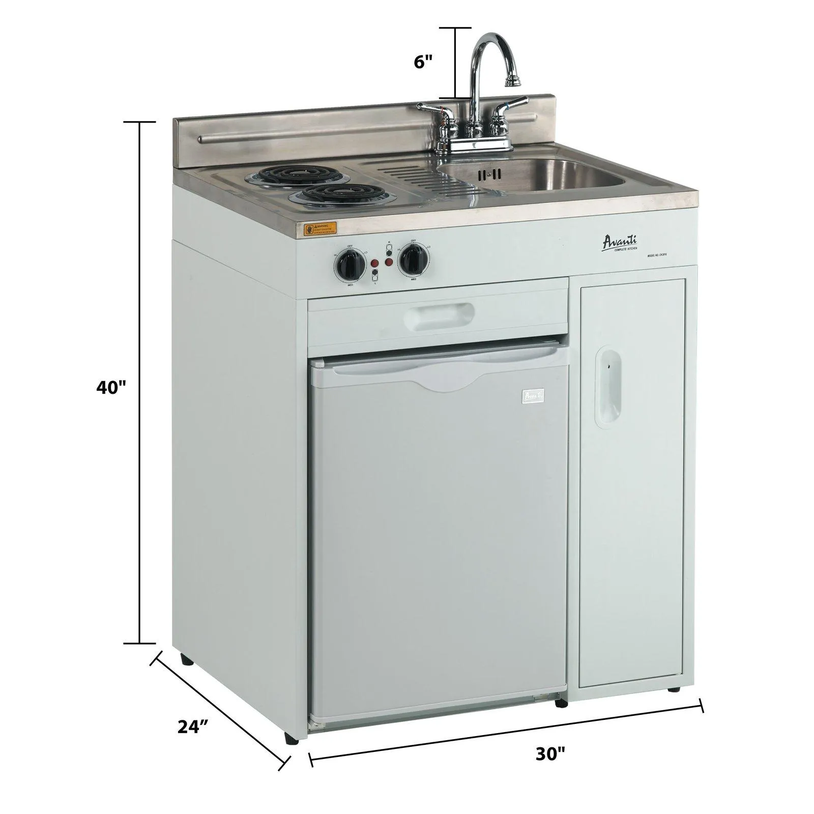 CK3016 Avanti 30" Compact Miniature Kitchen - White / 2.2 cu. ft.