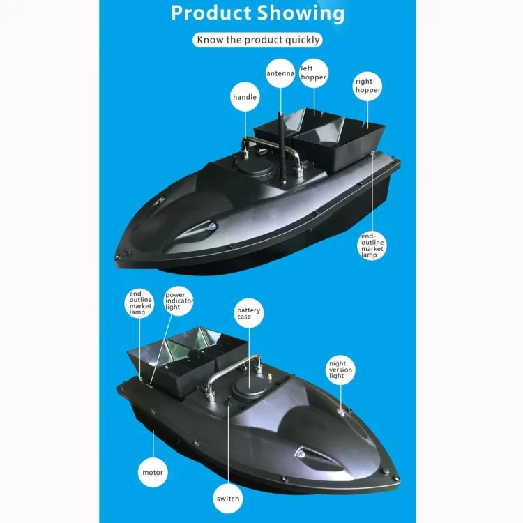 D13C Multi-function Double Warehouse Remote Control Nesting Ship Fishing Bait Boat (Black)