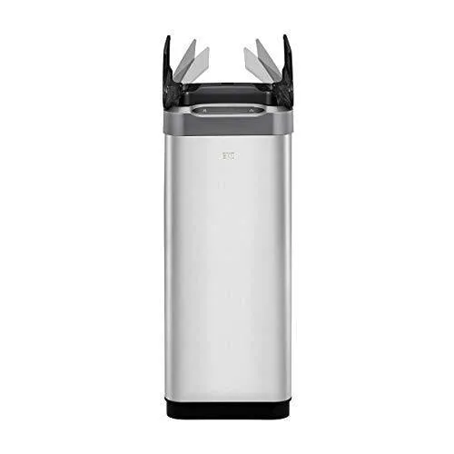 EKO Phantom-T 50 Liter / 13.2 Gallon Vertical Motion Sensor Trash Can, Brushed Stainless Steel Finish
