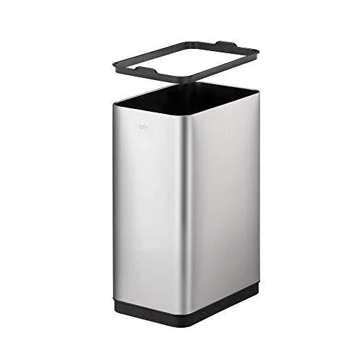 EKO Phantom-T 50 Liter / 13.2 Gallon Vertical Motion Sensor Trash Can, Brushed Stainless Steel Finish