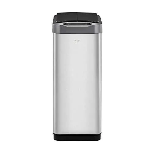 EKO Phantom-T 50 Liter / 13.2 Gallon Vertical Motion Sensor Trash Can, Brushed Stainless Steel Finish