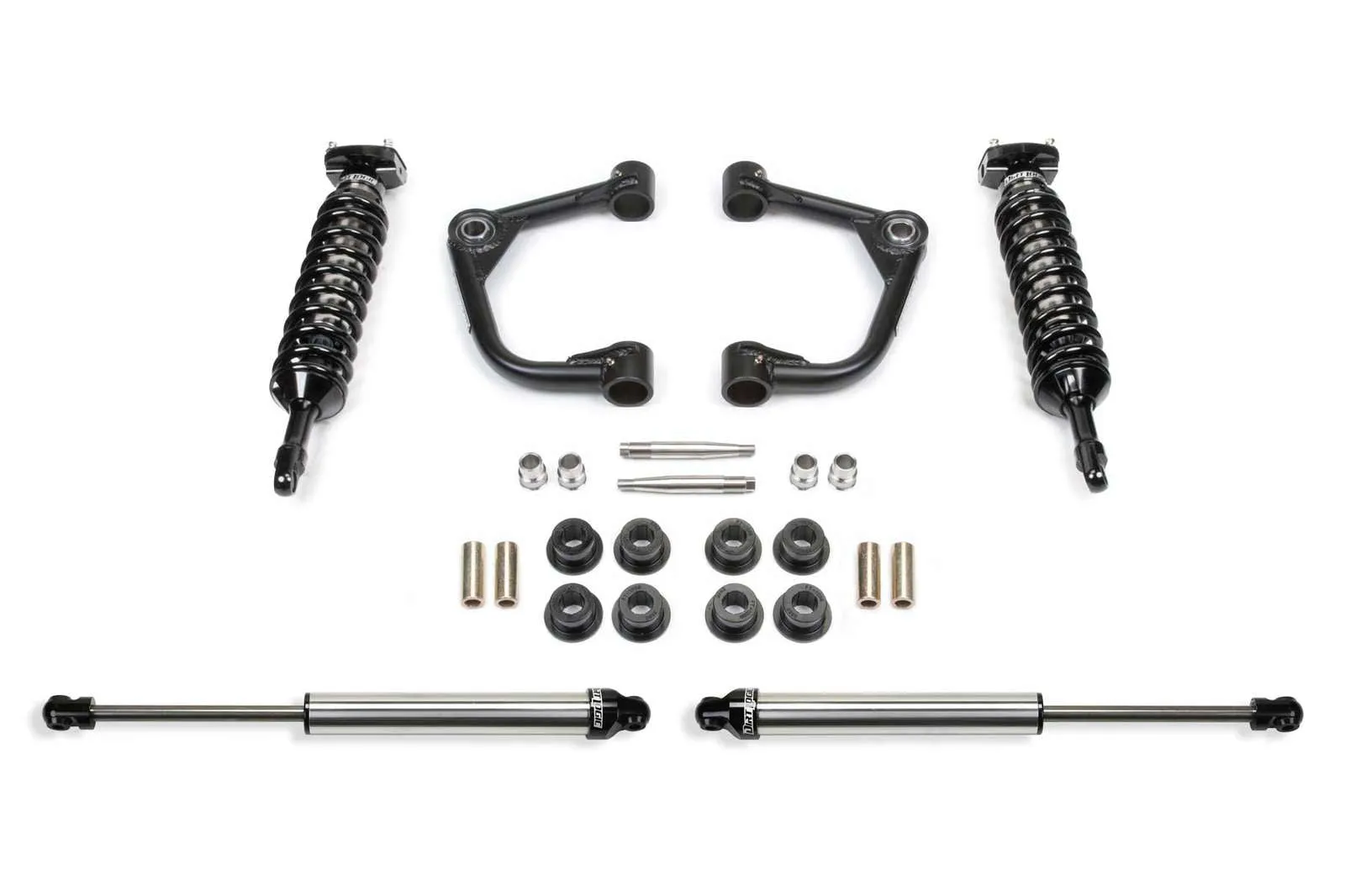 Fabtech 2" Upper Control Arm System w/Front Dirt Logic 2.5 Coilovers & Rear 2.25 Shocks Kit for 2009-2014 Ford F150 4WD w/2" lift