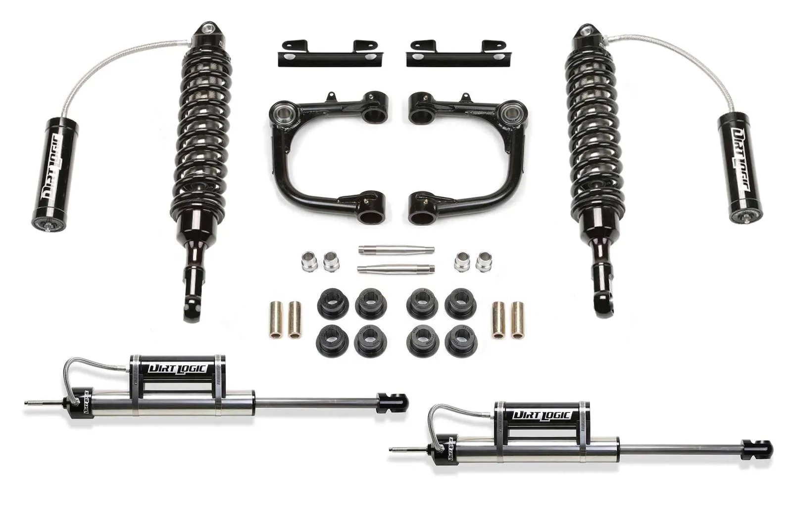 Fabtech 3" Upper Control Arm System w/Front Dirt Logic 2.5 Coilovers w/Reservoir & Rear Dirt Logic Shocks w/Reservoir Kit for 2010-2014 Toyota FJ Cruiser 4WD w/3" lift