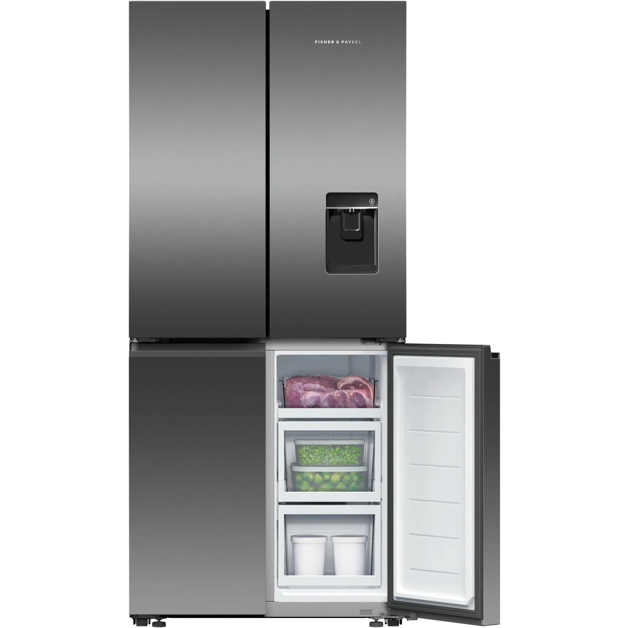 Fisher & Paykel RF500QNUB1 498L Quad Door Ice & Water Fridge (Black Stainless Steel)