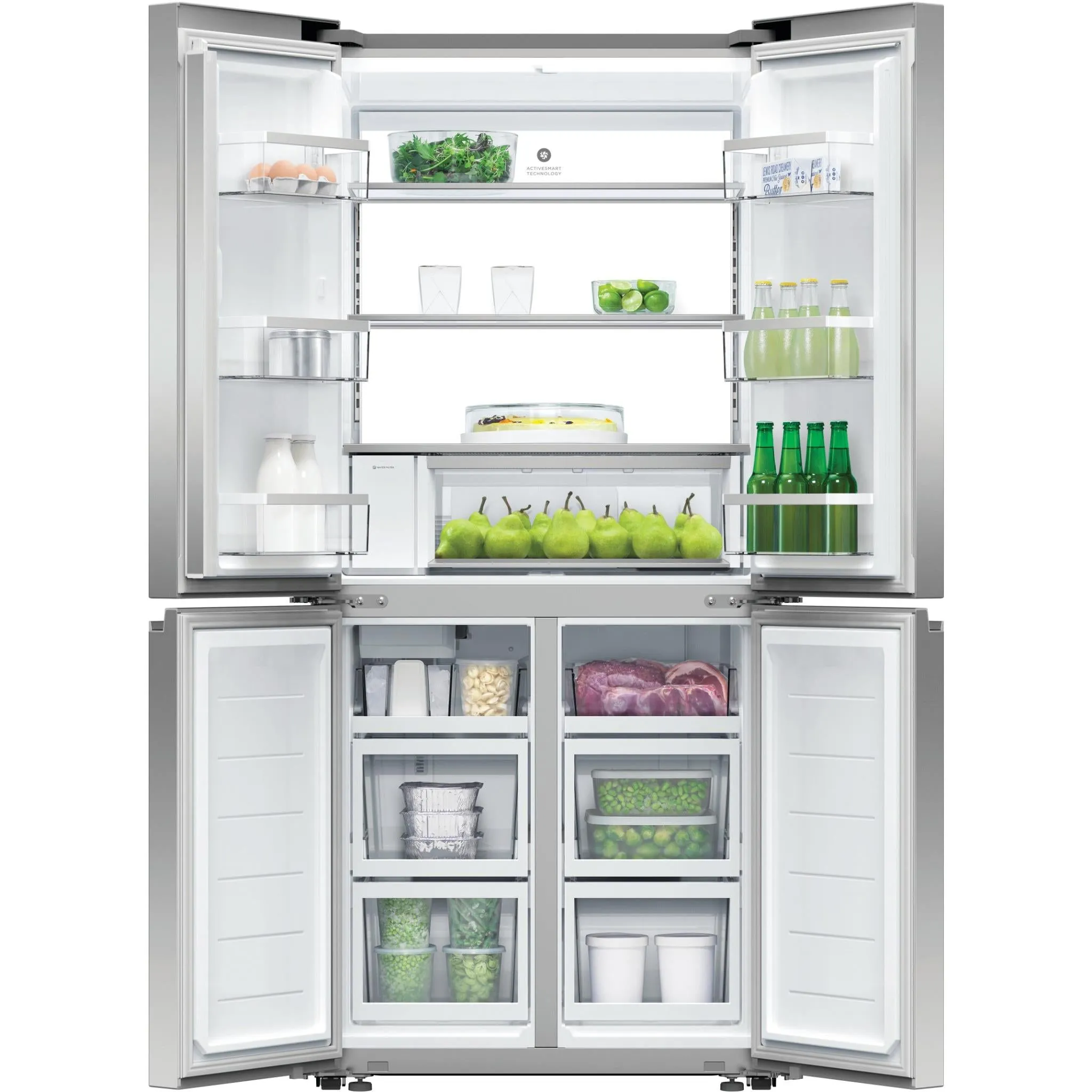 Fisher & Paykel RF500QNUX1 498L Quad Door Ice & Water Fridge (Stainless Steel)
