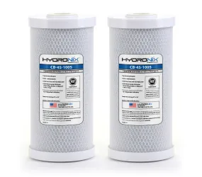 Hydronix 2 Pack CB-45-1005 Whole House, Hydroponics Carbon Block Water Filters CTO 4.5" x 10" - 5 micron