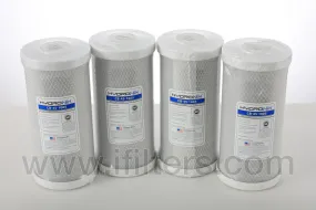 Hydronix 4 Pack CB-45-1005 Whole House, Hydroponics Carbon Block Water Filters CTO 4.5" x 10" - 5 micron
