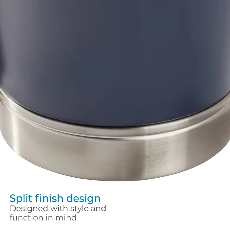 iDesign York Small Waste Can – Navy/Brushed Nickel