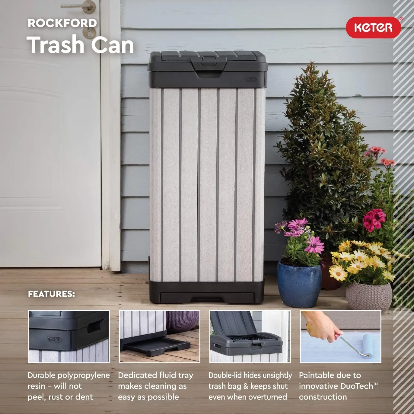 Keter Rockford 120lt Outdoor Waste Bin