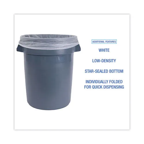 Linear Low Density Industrial Can Liners, 60 Gal, 0.7 Mil, 38 X 58, White, 100/carton