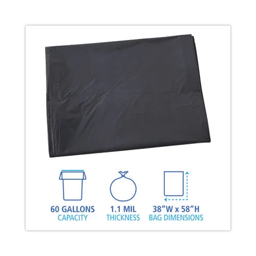Linear Low Density Industrial Can Liners, 60 Gal, 1.1 Mil, 38 X 58, Gray, 100/carton