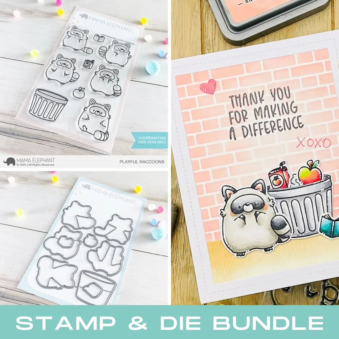 MAMA ELEPHANT: Playful Raccoons | Stamp and Creative Cuts Bundle