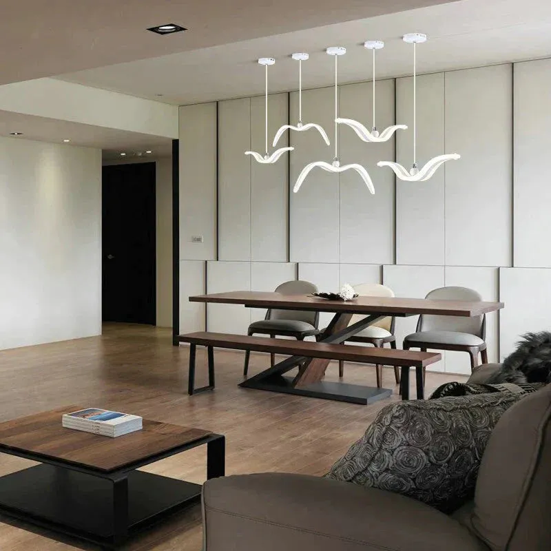 Modern LED Pendant Light For Living Room/Dining White Pendant Lamp For Coffee House Bedroom Suspension Acrylic Seagull Lighting
