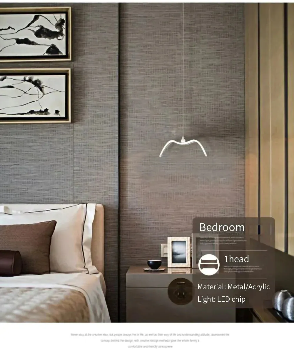 Modern LED Pendant Light For Living Room/Dining White Pendant Lamp For Coffee House Bedroom Suspension Acrylic Seagull Lighting