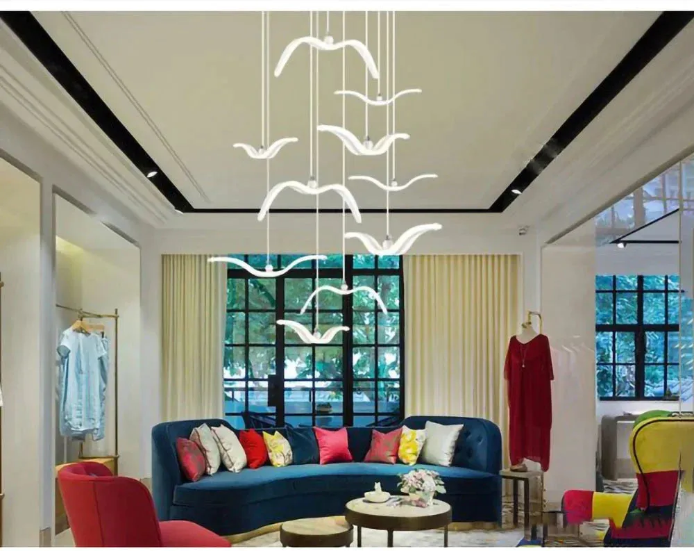 Modern LED Pendant Light For Living Room/Dining White Pendant Lamp For Coffee House Bedroom Suspension Acrylic Seagull Lighting