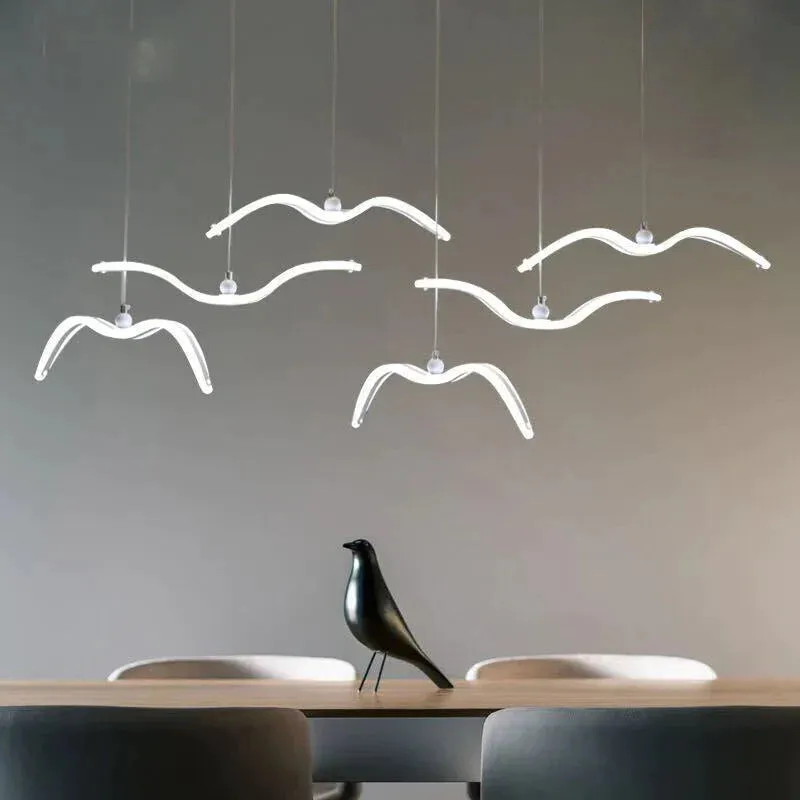 Modern LED Pendant Light For Living Room/Dining White Pendant Lamp For Coffee House Bedroom Suspension Acrylic Seagull Lighting