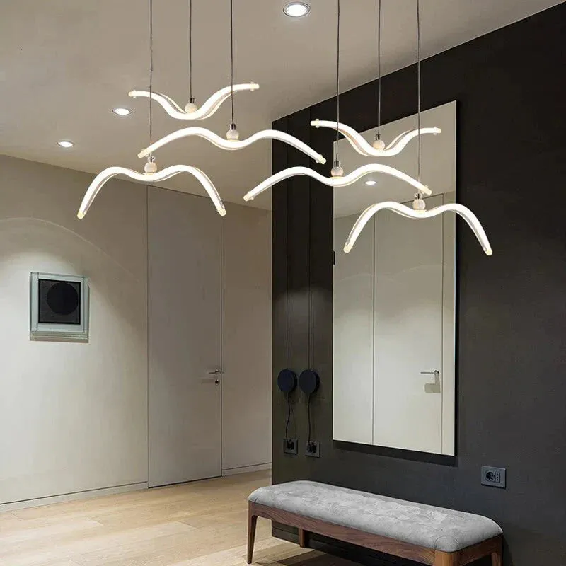 Modern LED Pendant Light For Living Room/Dining White Pendant Lamp For Coffee House Bedroom Suspension Acrylic Seagull Lighting